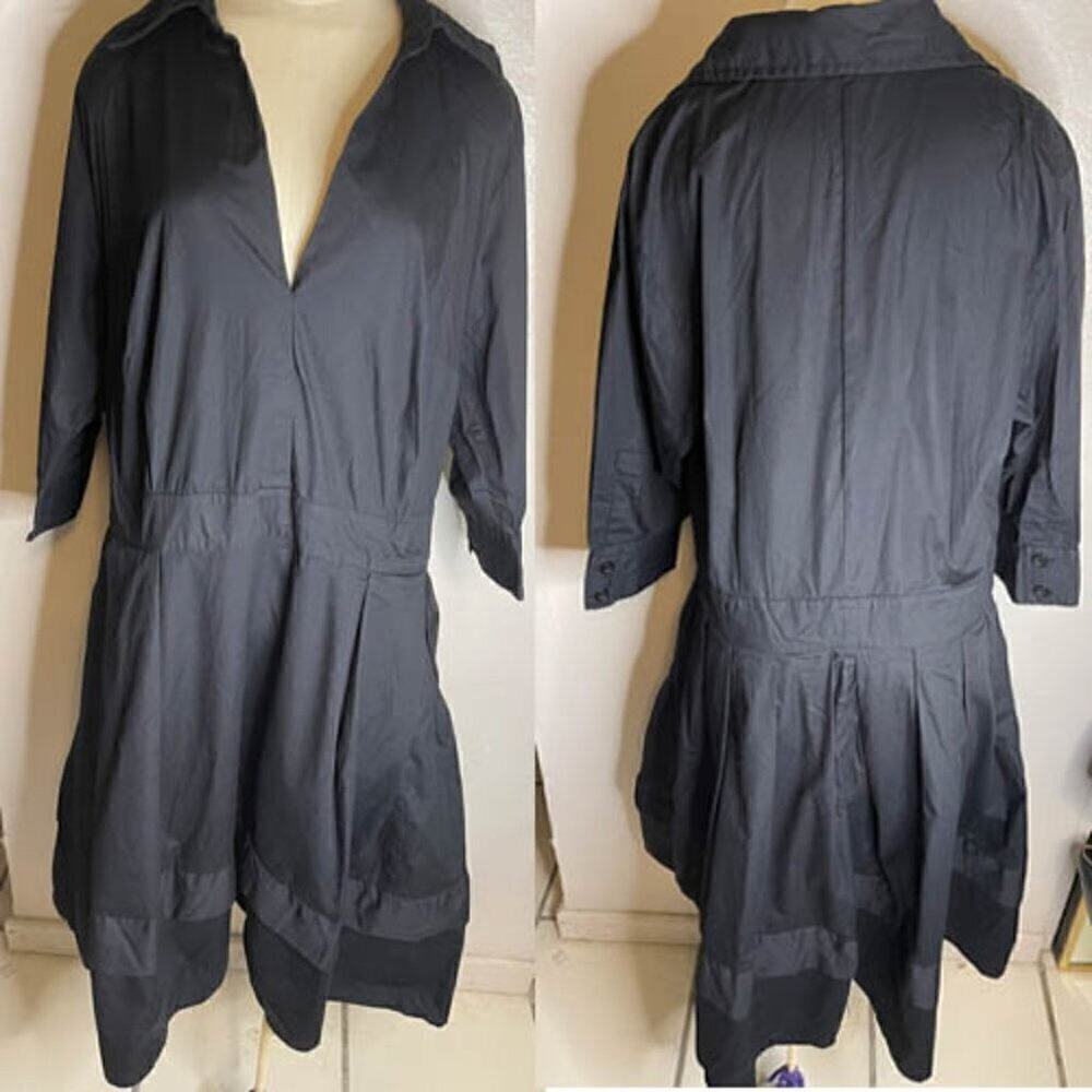 eShakti Custom black knee-length dress 100% Cotton 3/4 Sleeves Made in India